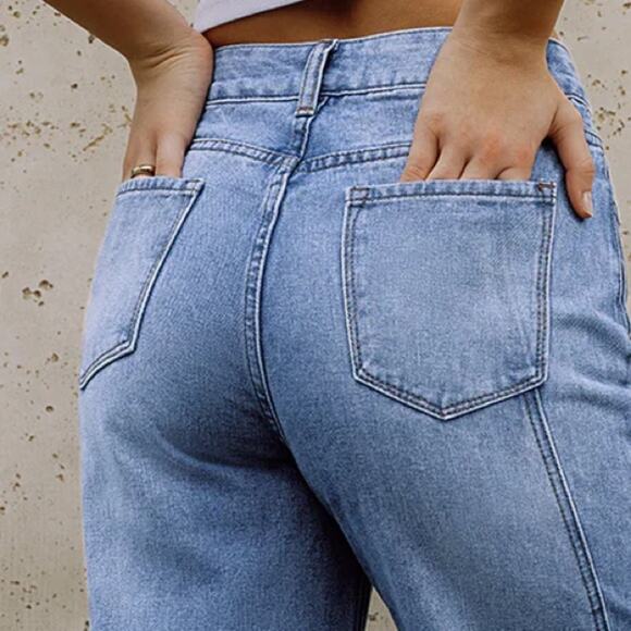 Commense Women's Straight Leg Jeans - Light Blue - Picture 5 of 12